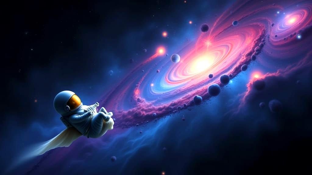Astronaut Snail Gazing at Nebula in Dreamy Animation Style