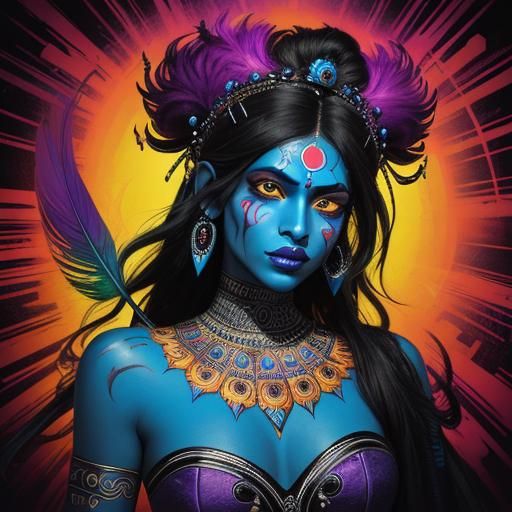 Goddess Kali in Vibrant Graffiti Art