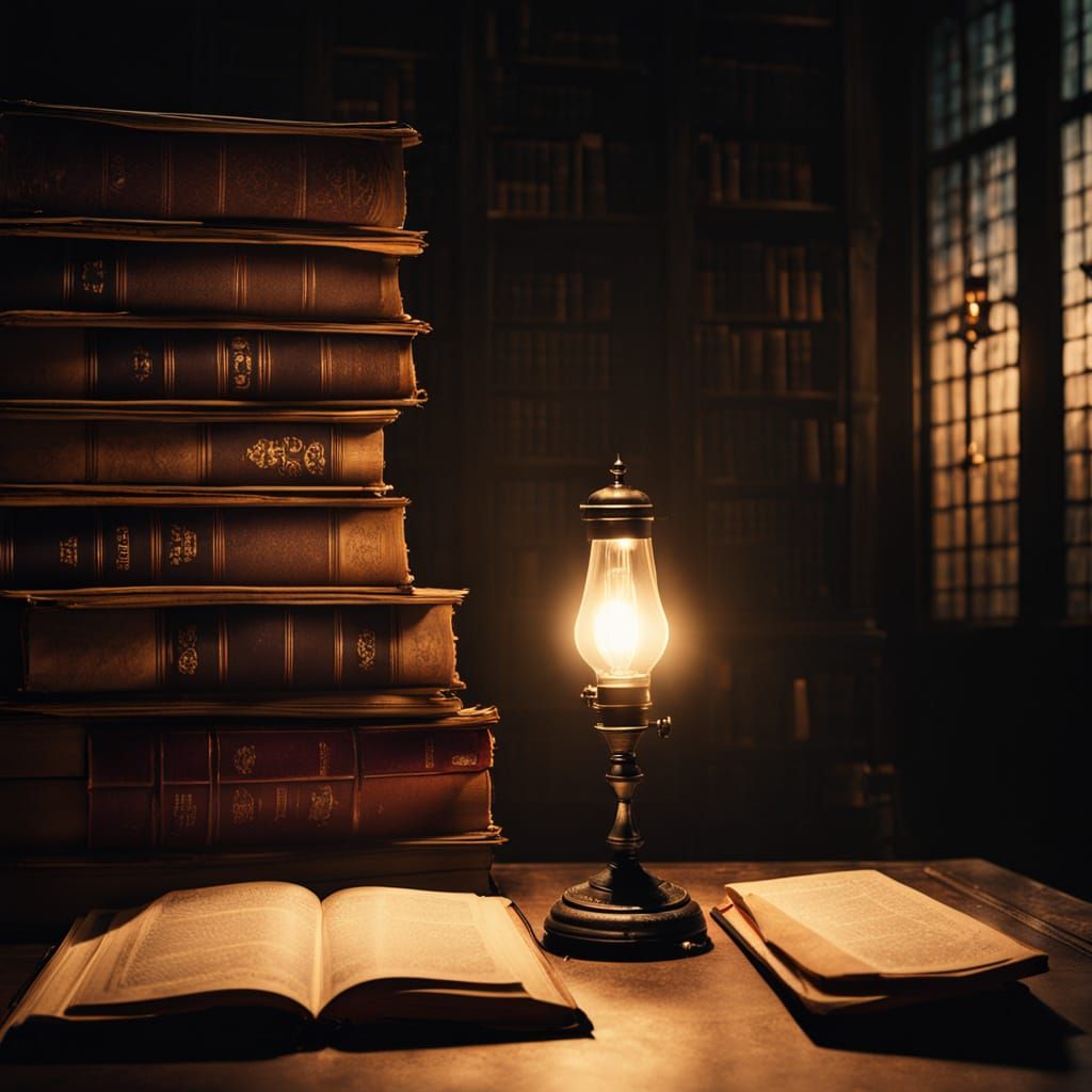 Gothic Library Lamp in Noir Style