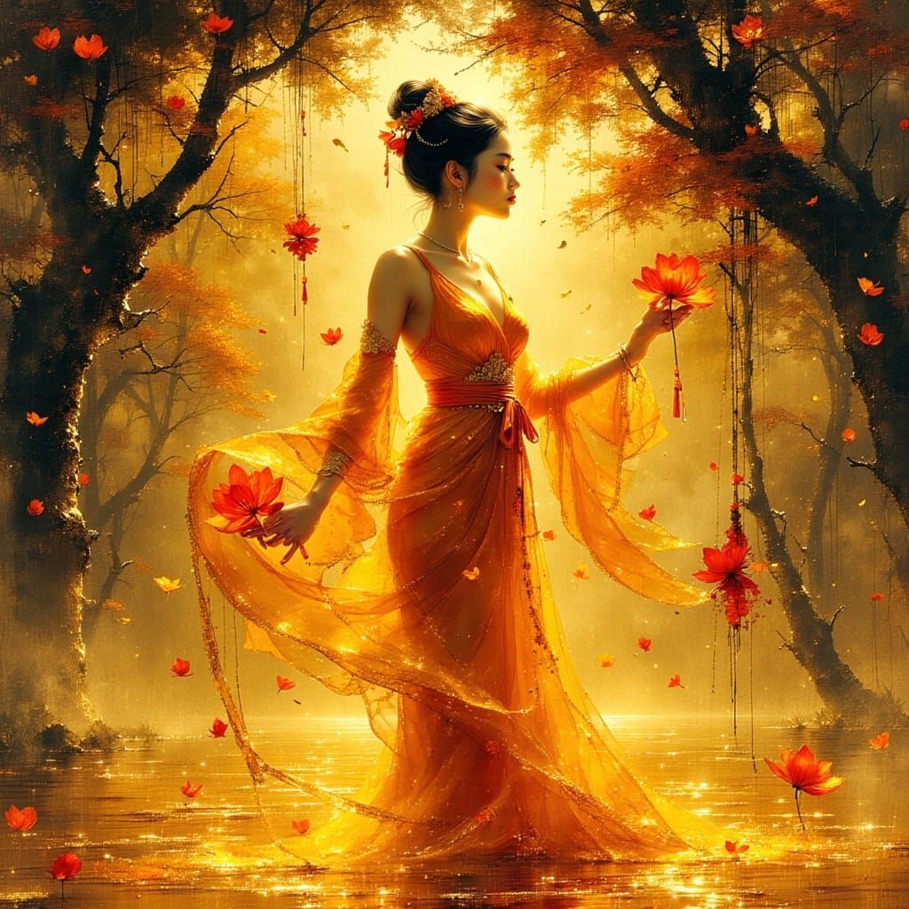 spirographing, in the style of feminine portraiture,