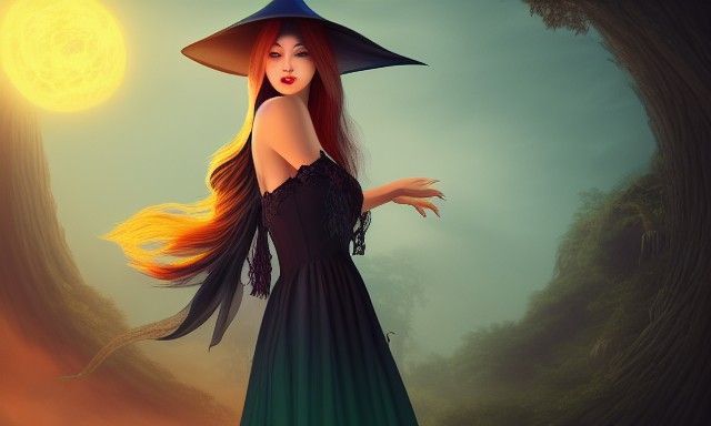 Gorgeous Witch Portrait in Volumetric Lighting