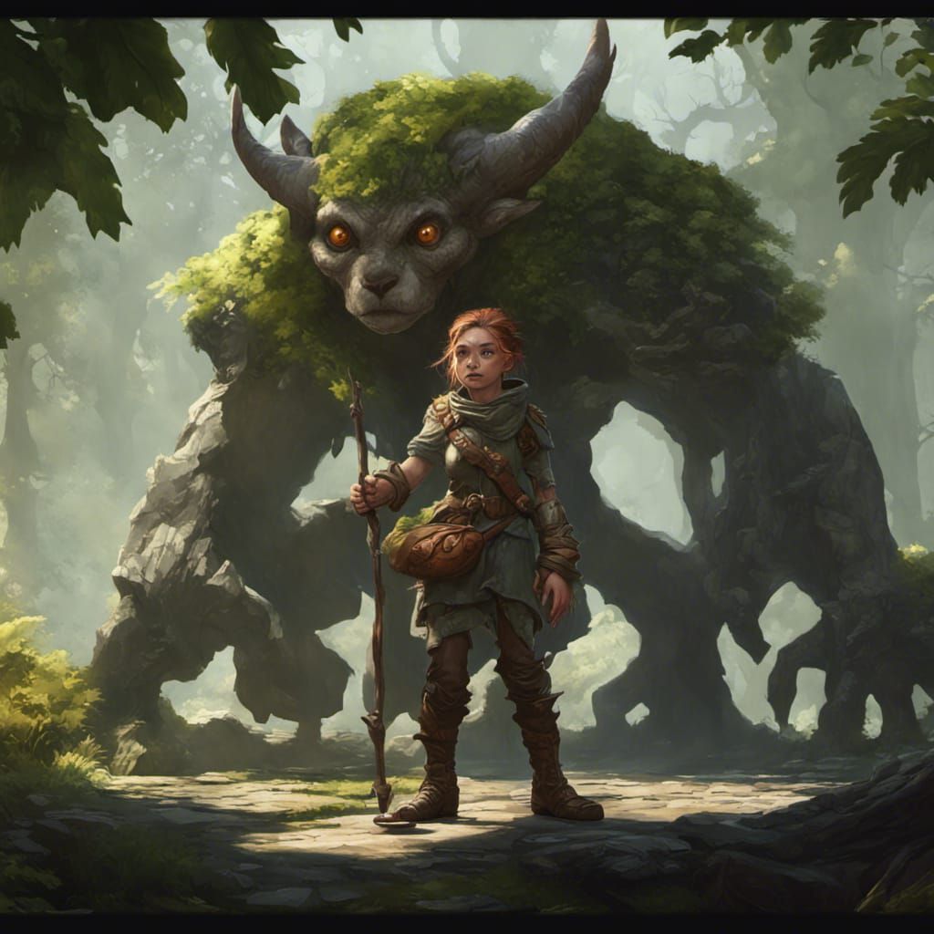 Halfling Druid in Dark Fantasy Style