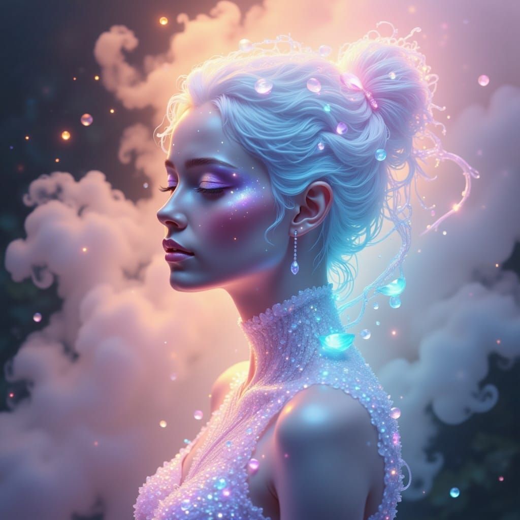 Ethereal Being of Smoke and Light in Dreamscape