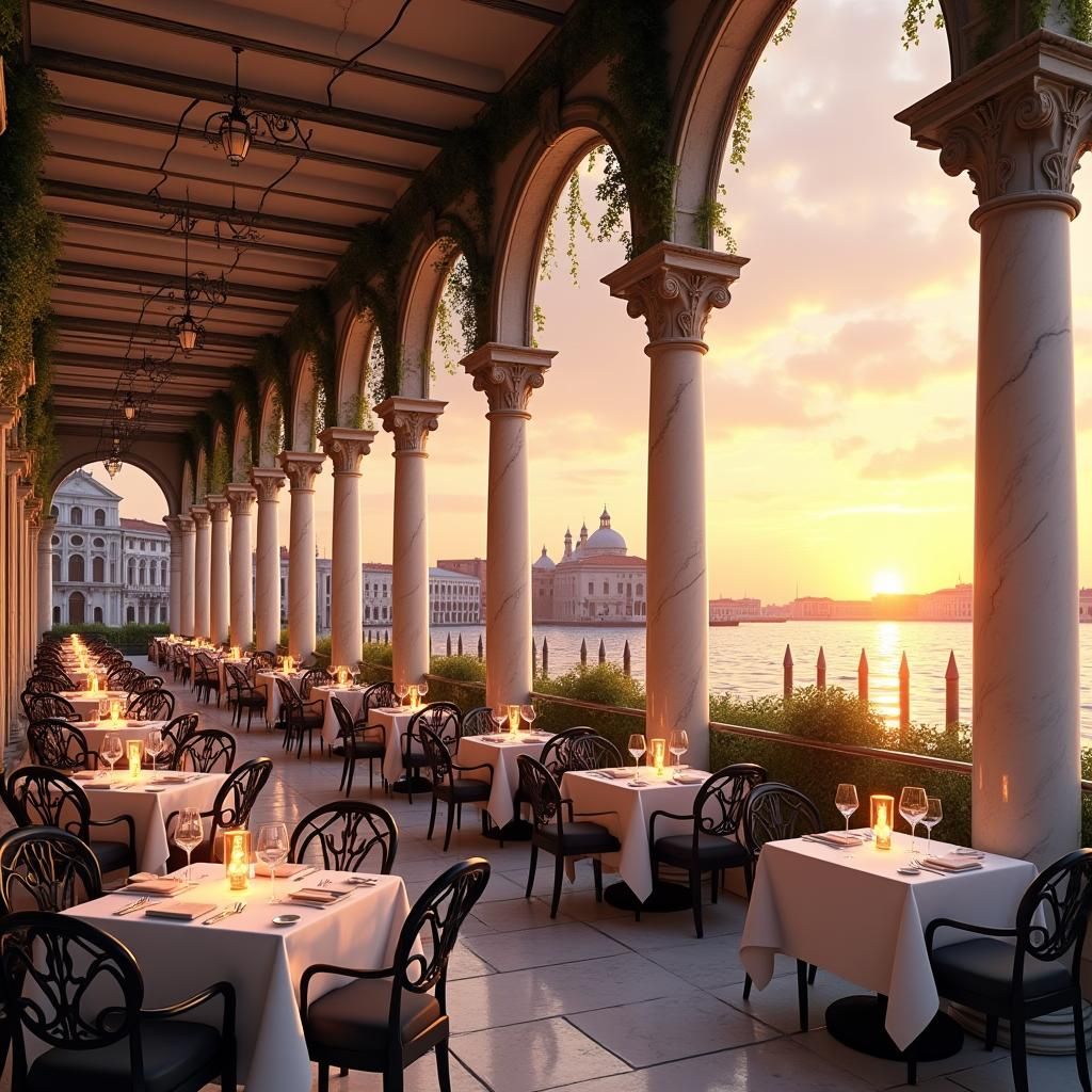 Venice Sunset: St. Mark's Square Restaurant in 3D Anime Art