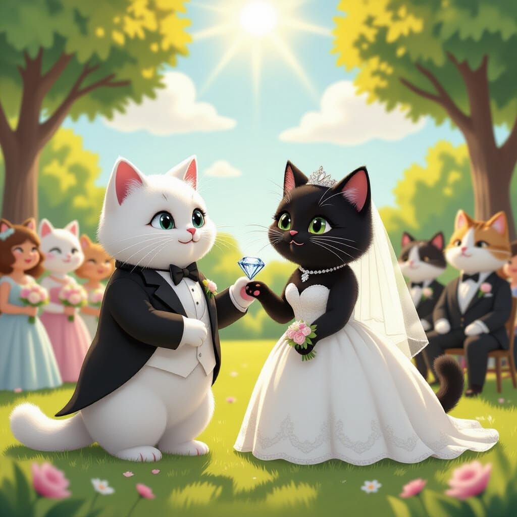 Whimsical Cat Wedding in Sunny Park
