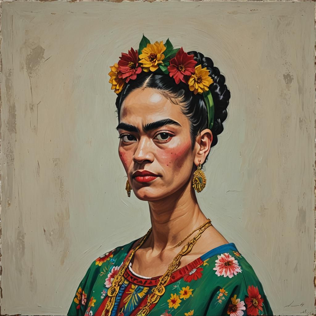 Minimalist Holiday Art in Frida Kahlo Style
