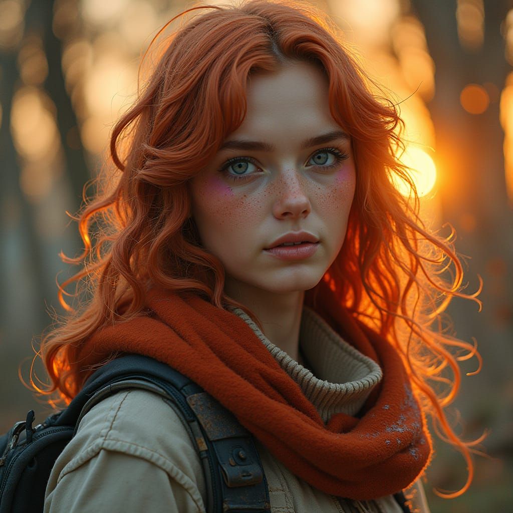 Dragon Rider with Axe in Cyberpunk Fantasy Style