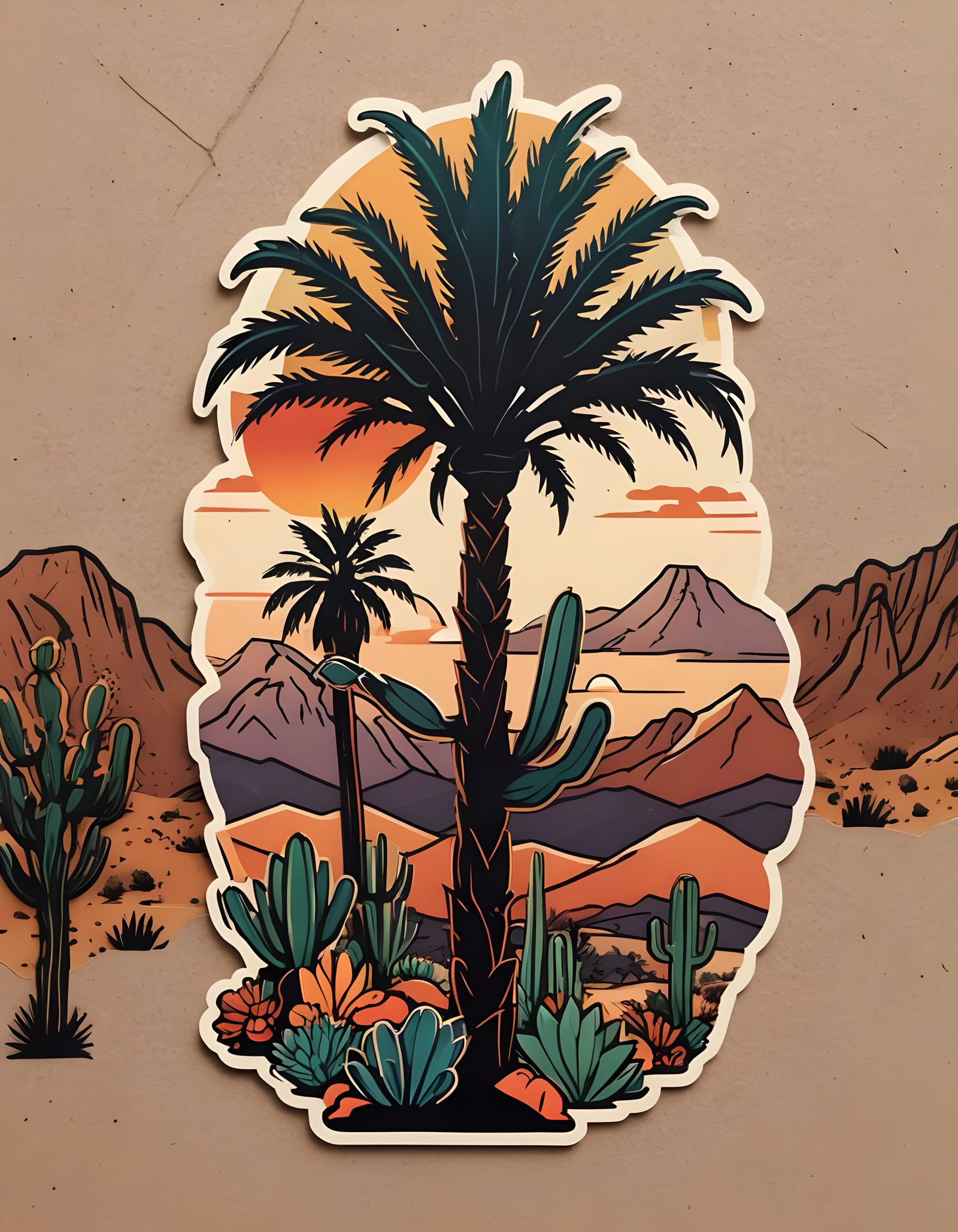 Tropical Oasis Sticker T-Shirt Design
