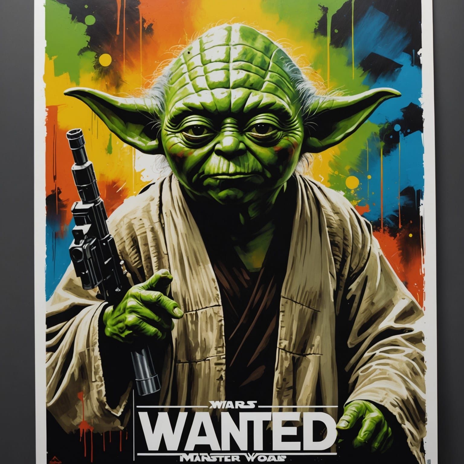 Wanted Poster Featuring Yoda in Hyperrealistic Style
