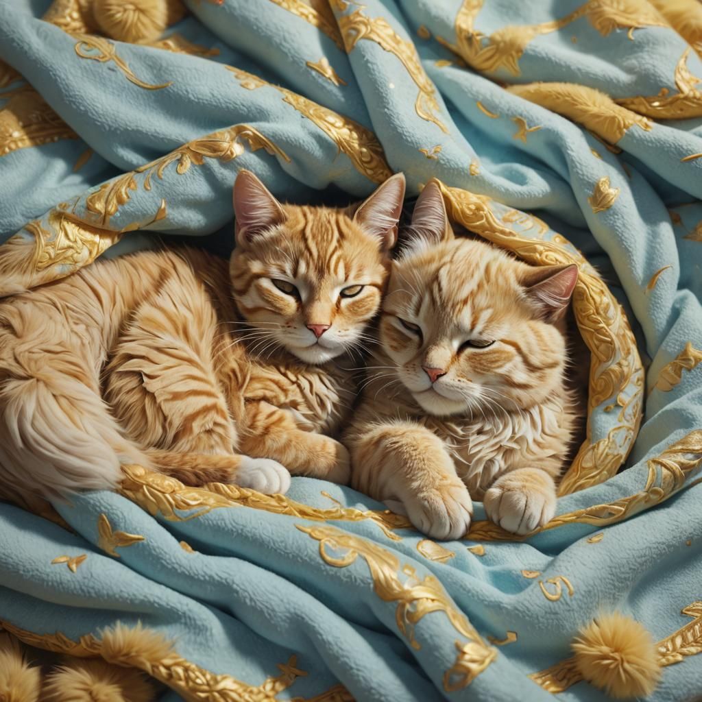 Cute Cats Sleeping: Fantasy Concept Art