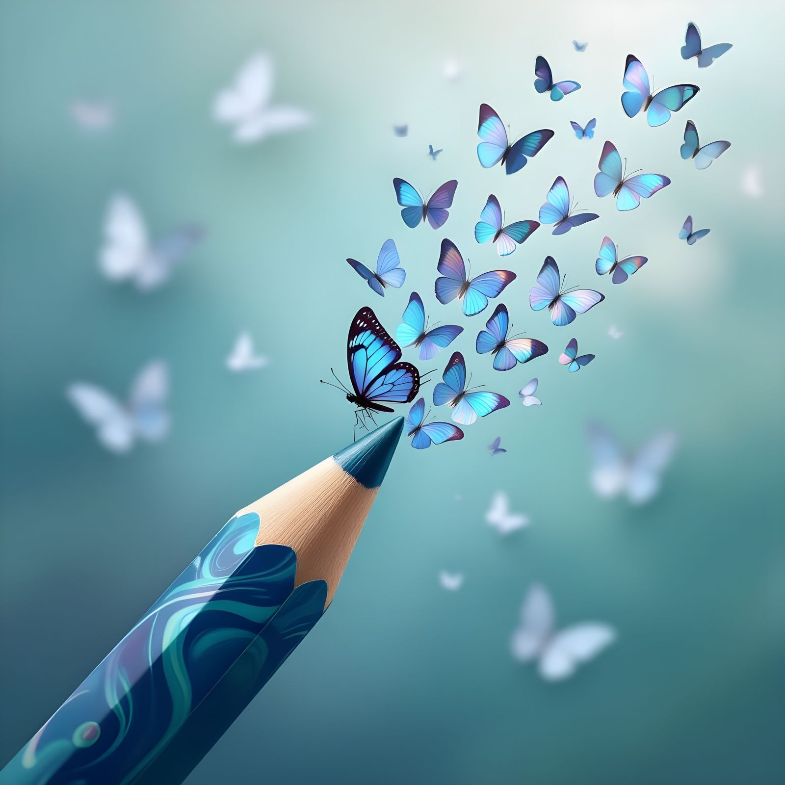 Butterflies Emerge from Swirling Ink Pencil