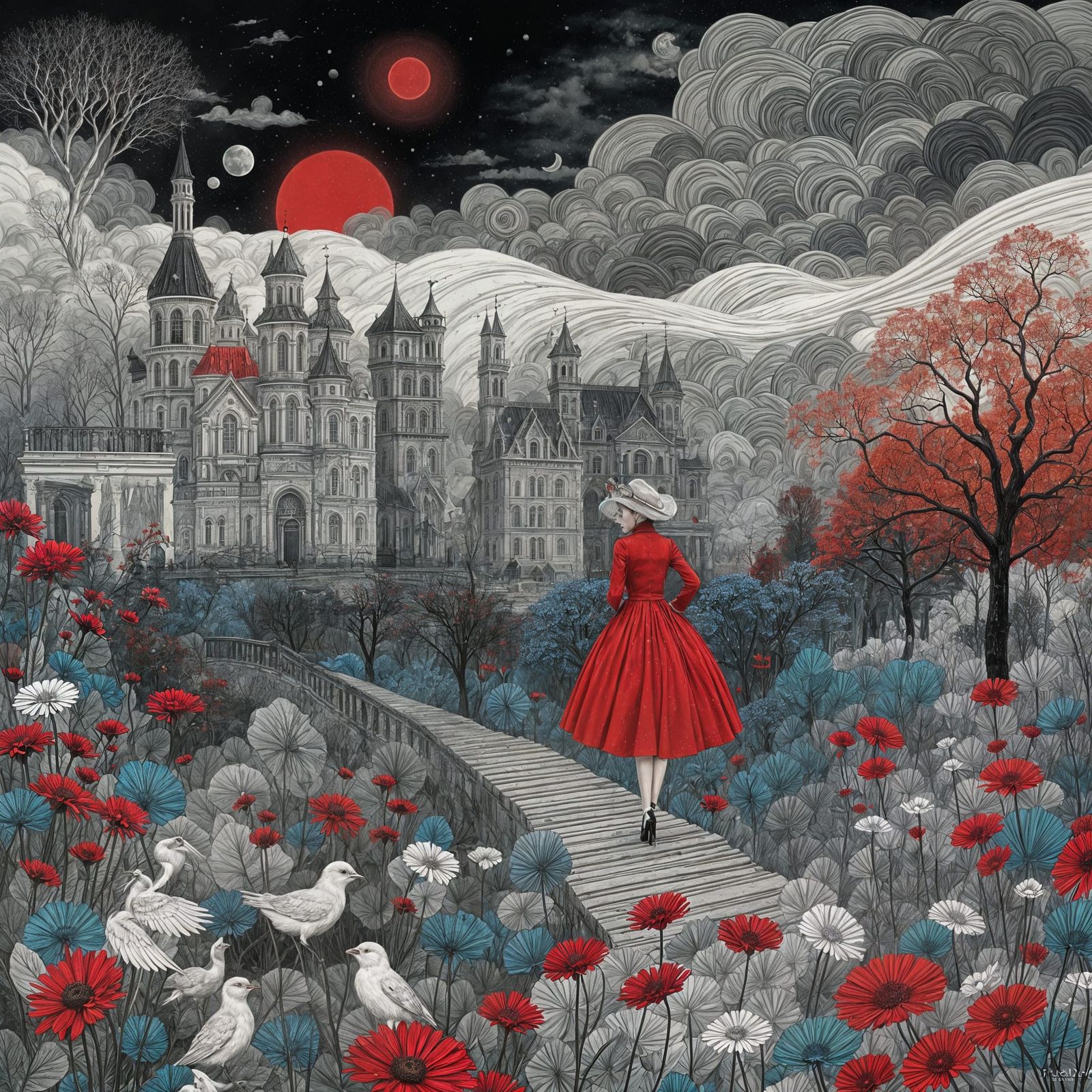 Dramatic Splash Art of Anna Karenina in Comic Style