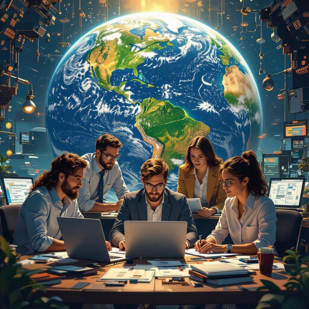 Earth Squad: Professionals Working on Detailed Earth Paintin...