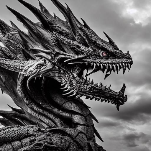 Hyperrealistic Giant Black Dragon in Cinematic Style