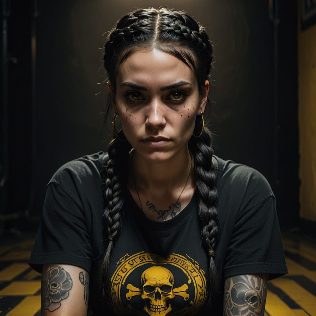 Intense Photorealistic Portrait of a Woman with Yellow Eyes