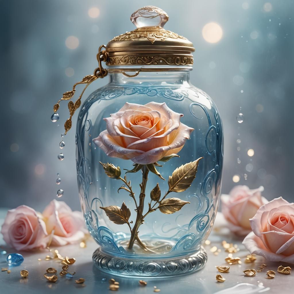 Glass Rose in Jar: Fantastical Concept Art