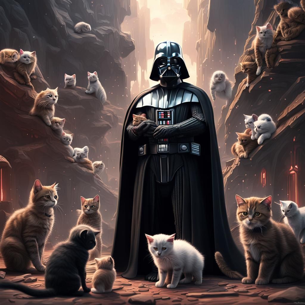 Darth vader holding kittens