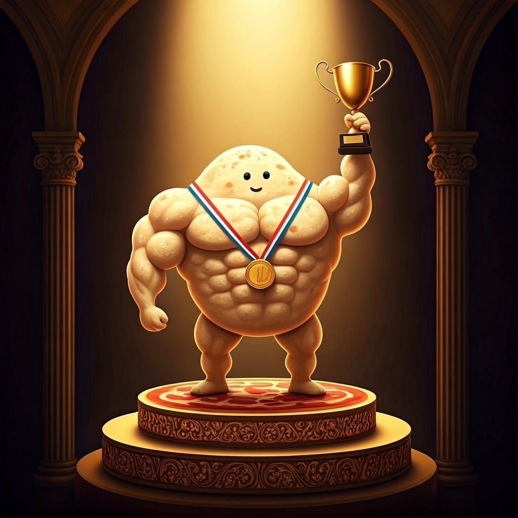 Chibi Yeast Weightlifter in Baroque Style