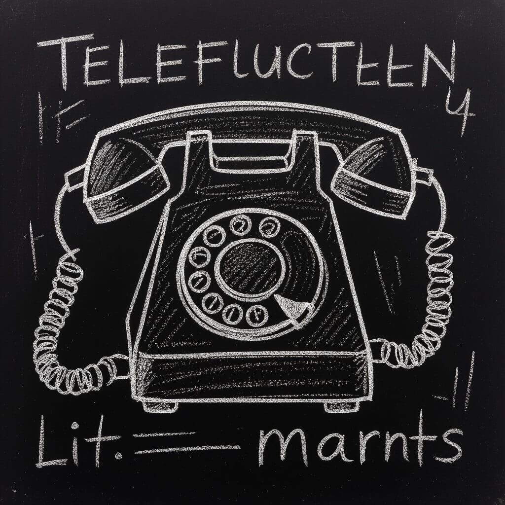 Simple Chalk Drawing of a Phone, Childlike Art Style
