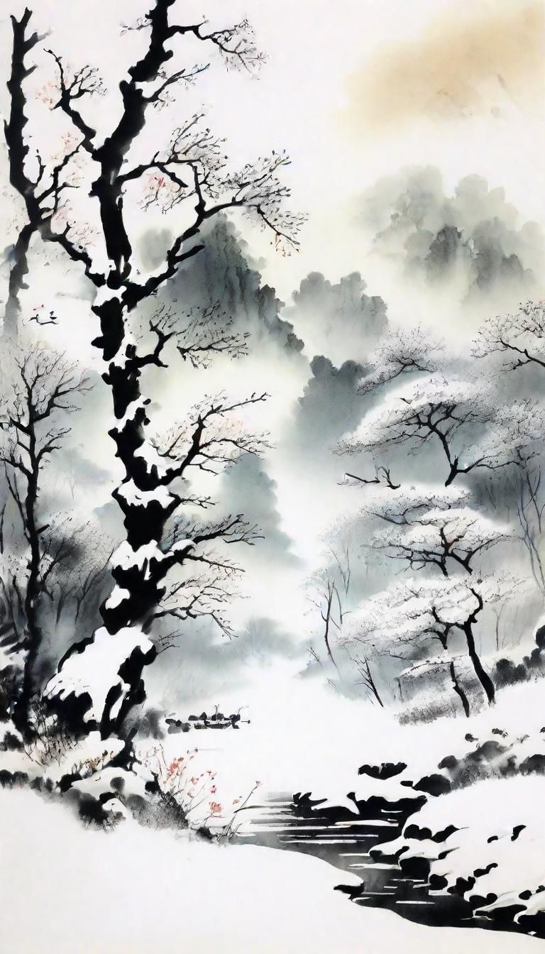 Winter Landscape in Chinese Ink Painting