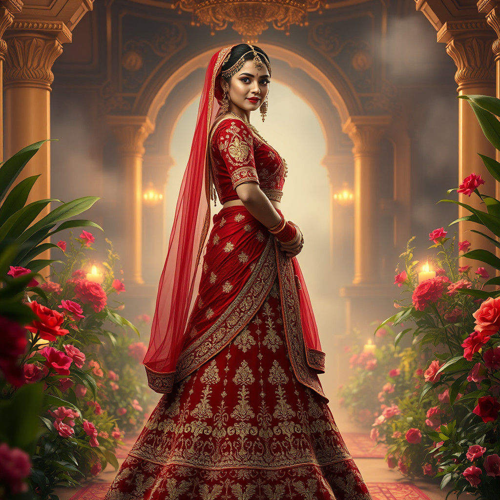 Indian Wedding Dress in Ornate Setting