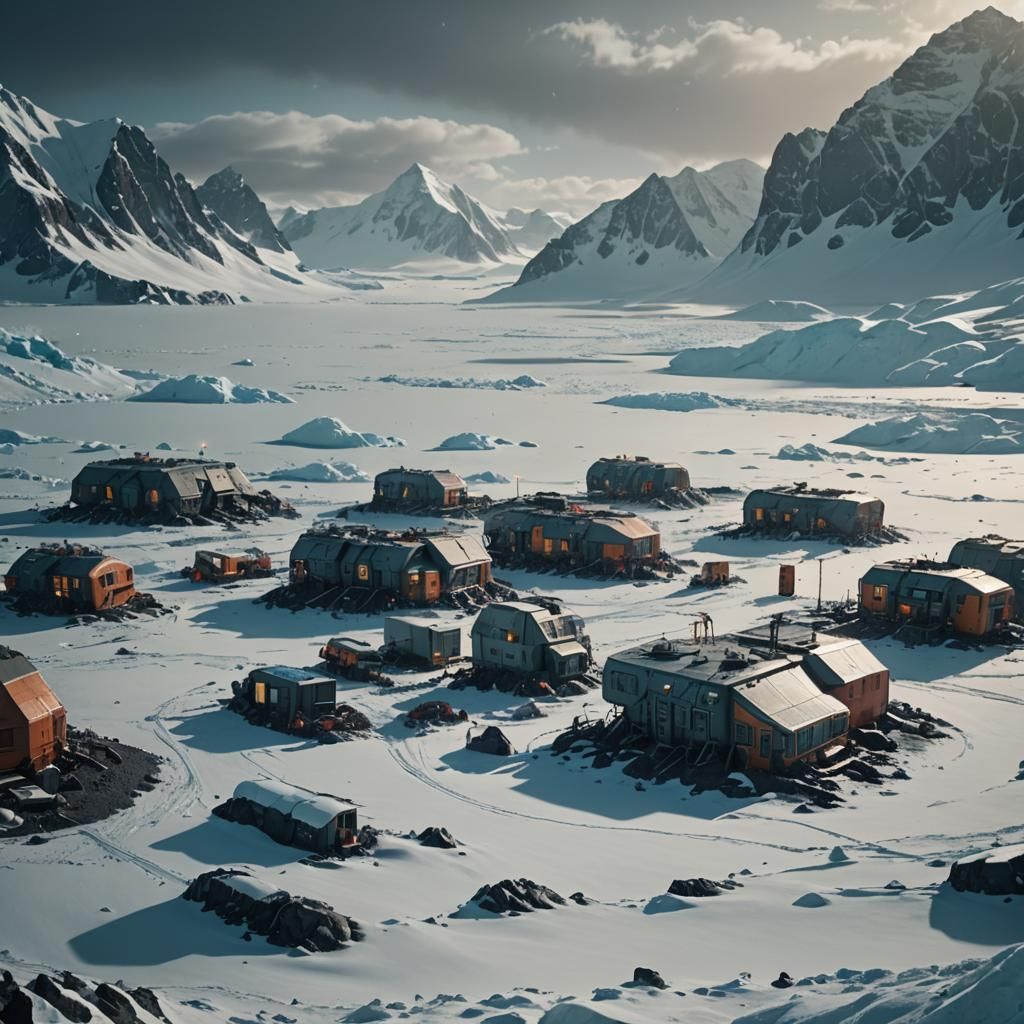 Alien Antarctic Settlement: Cinematic Film Still