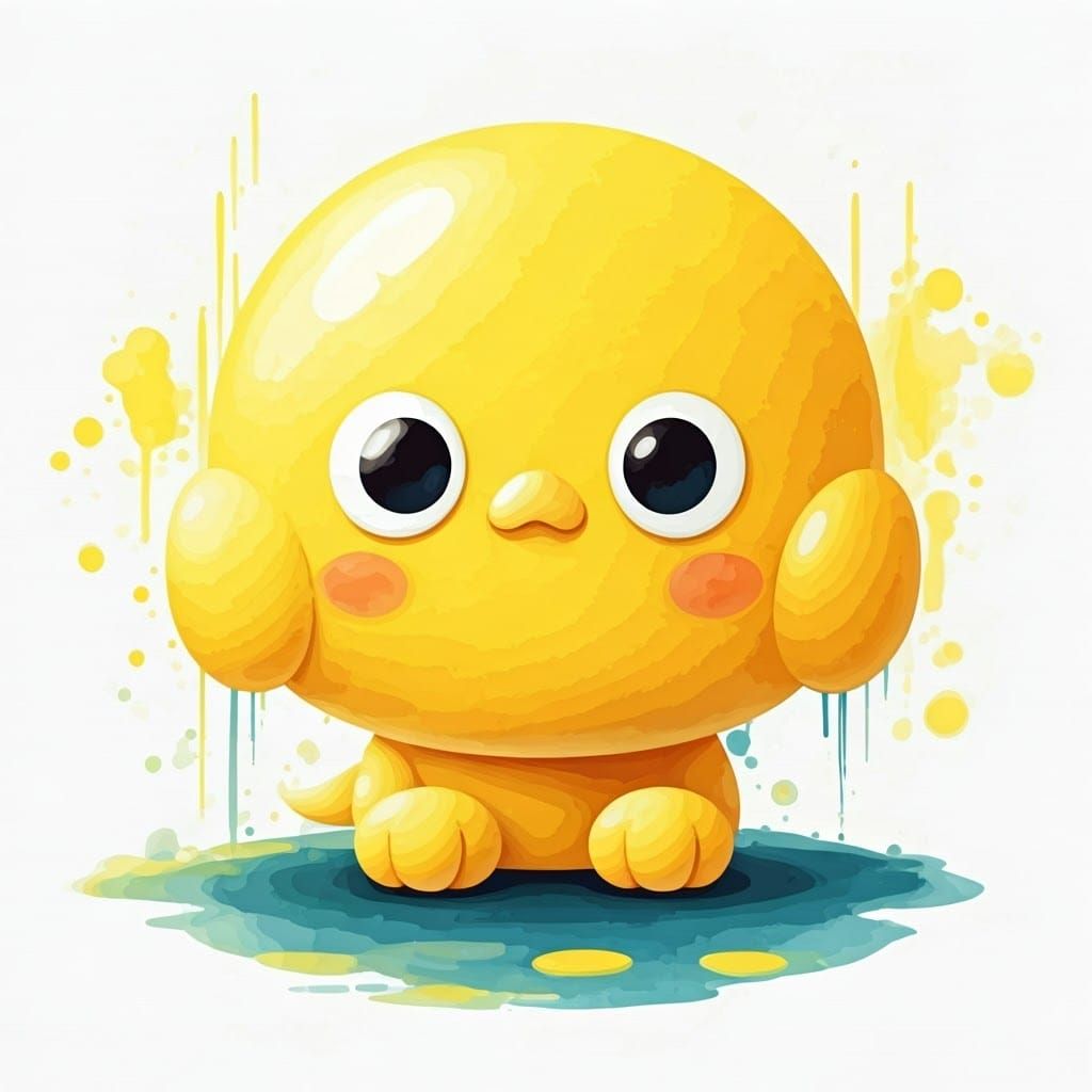 Yellow Kidcore Liminal Space in Watercolor