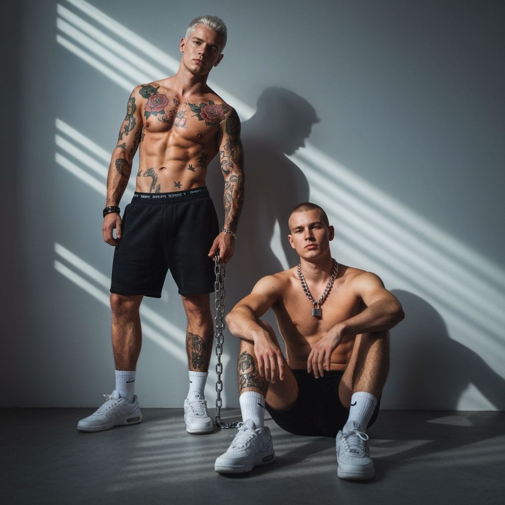 Hyperrealistic Portrait of Two Athletic Men