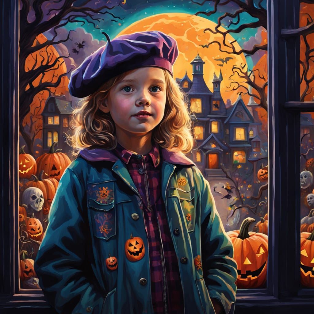 Sassy Little Artist Wins Halloween Contest with Vibrant Down...