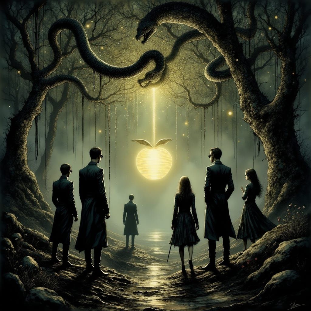 Men in Black Agents Witness Serpent in Garden of Eden