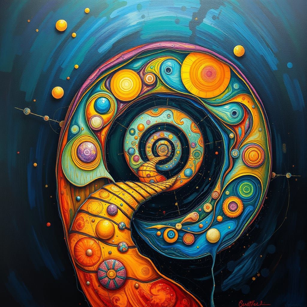 Colorful Fibonacci Spiral in Surreal Style