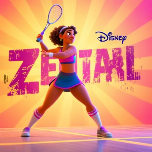 Vibrant Squash Player Poster in 3D Digital Art Style