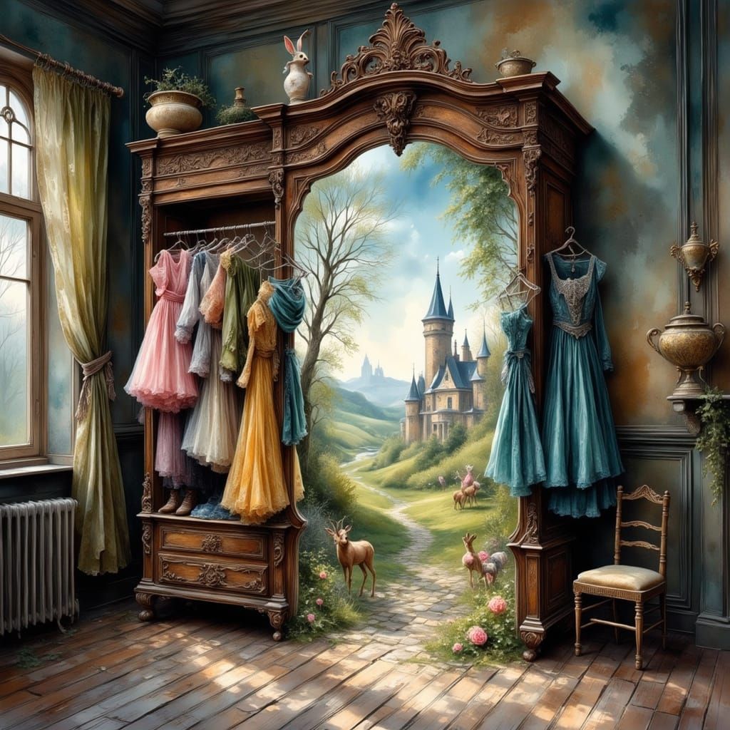 Antique Wardrobe Portal to Fantasy World