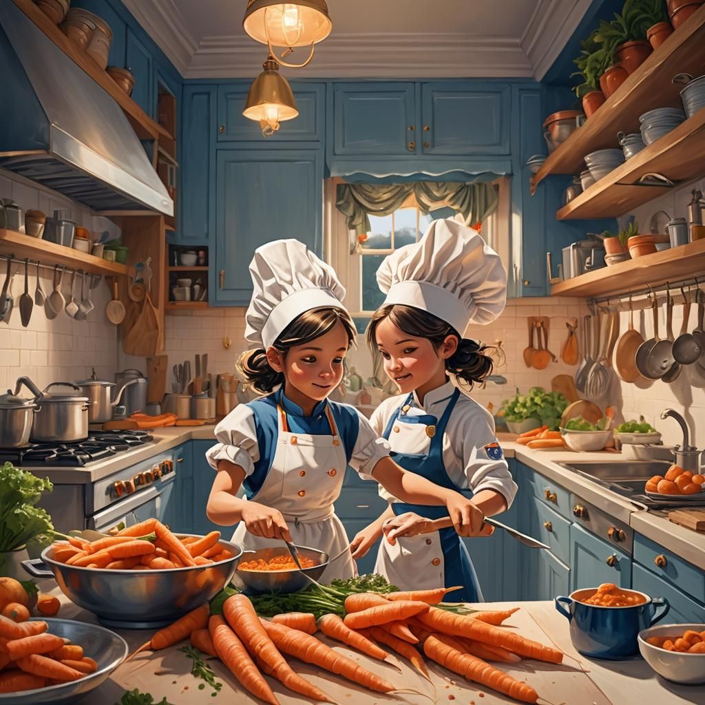 Girl Chef in Whimsical Kitchen Concept Art