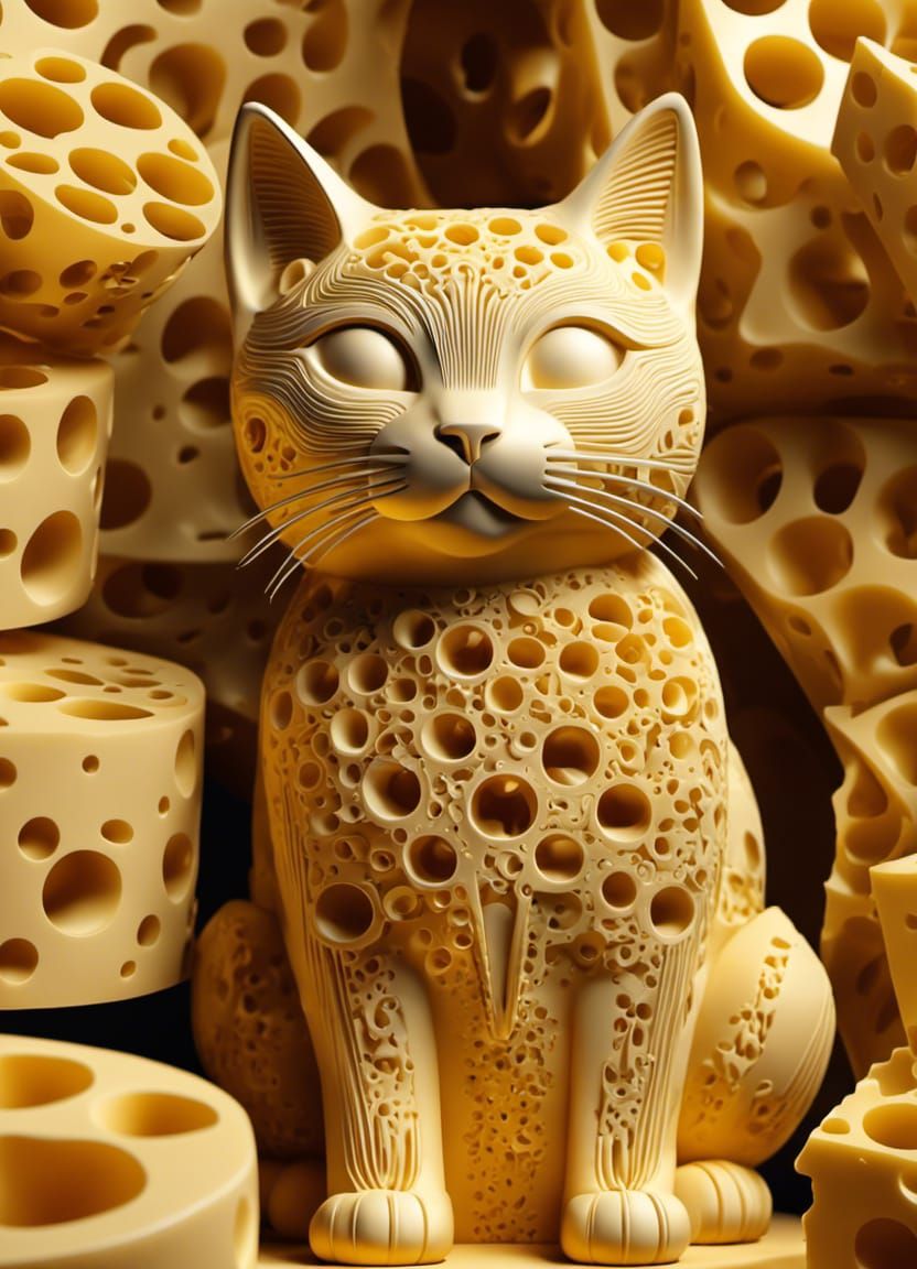 Cheese Cat Sculpture in 8k Resolution
