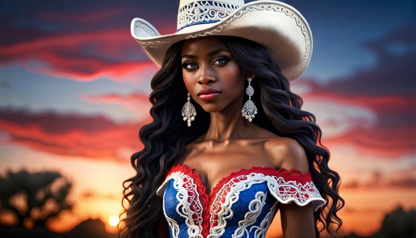 Elegant Black Beauty Queen in Hyper-Detailed Rendering