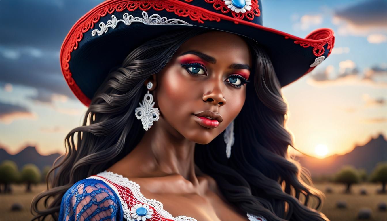 Texas Beauty Queen in Lace Dress, Hyper-Detailed