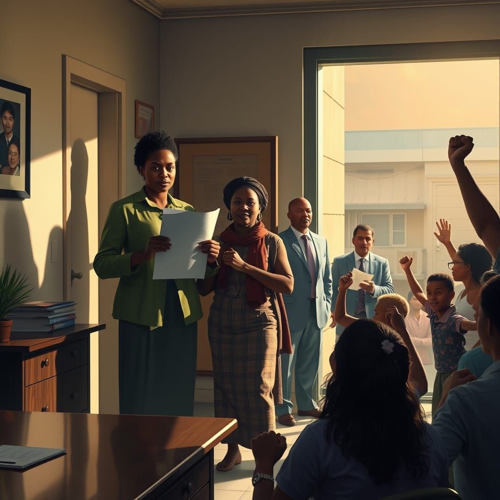 Confident Activists Face Council Secretary in a Modest Offic...