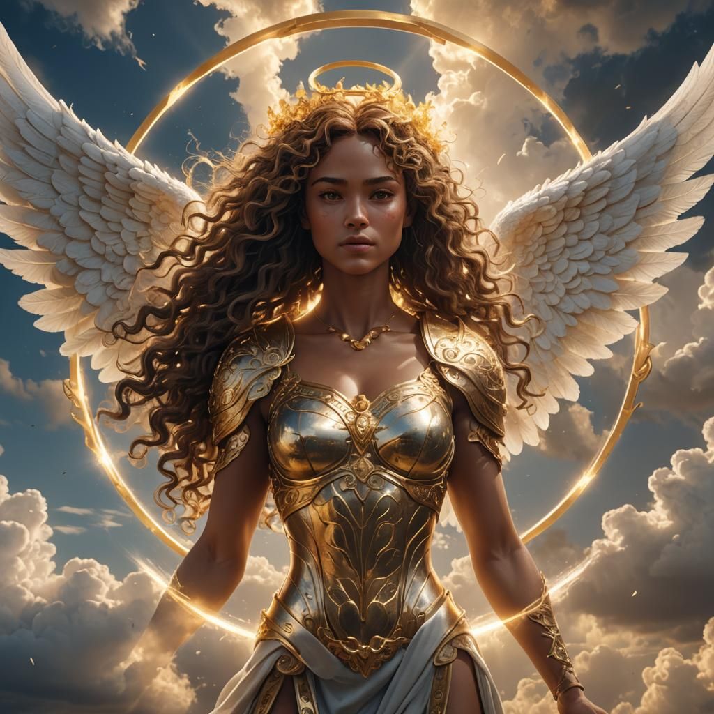 Radiant Angel in Golden Light: Fantasy Art