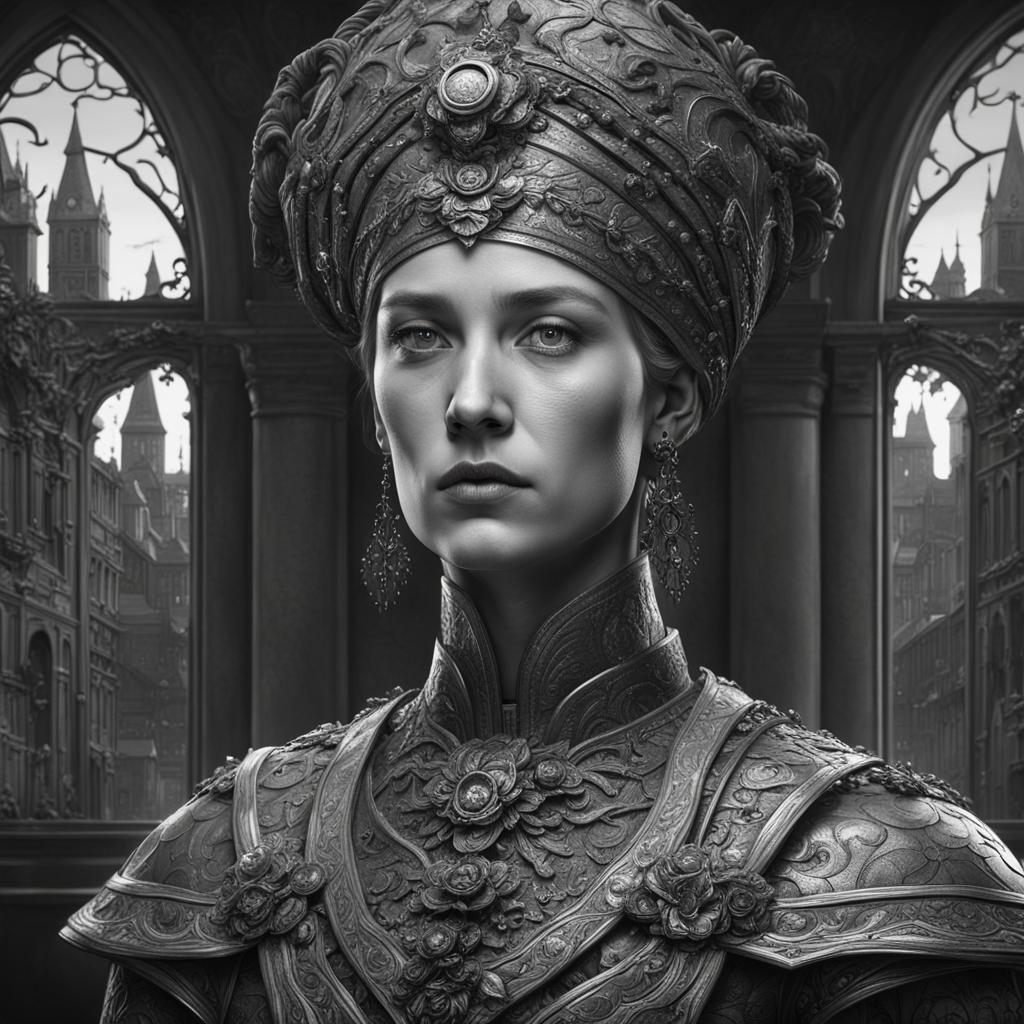 Dramatic Black and White Portrait in Van Gogh Style