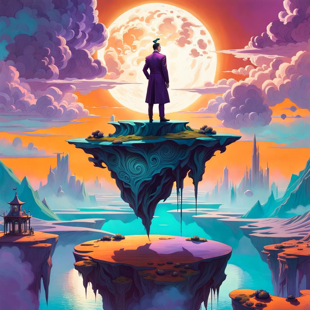 Sky Island Scribe in Surreal Horror Style