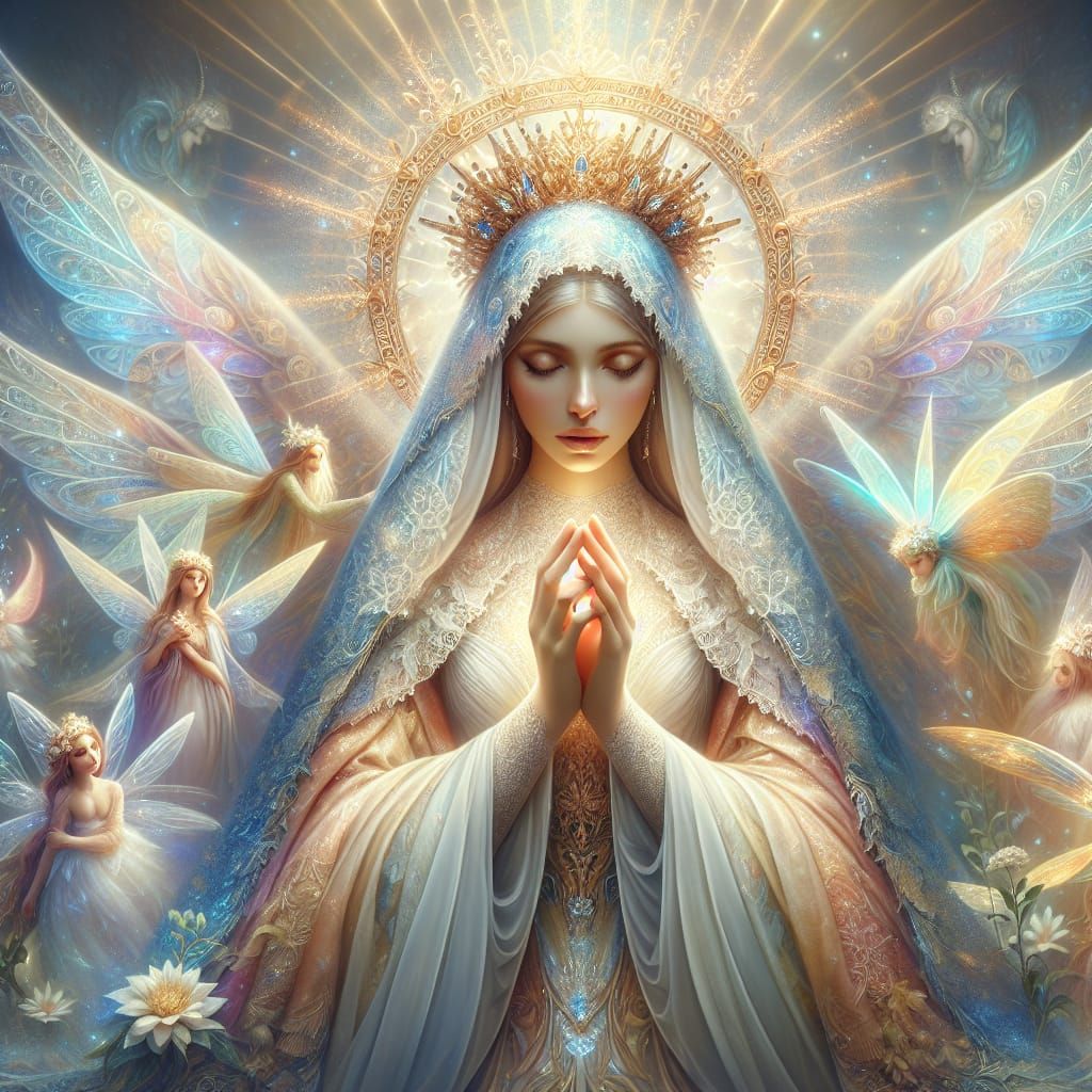 Ethereal Fantasy Religious Figure in Radiant Robe