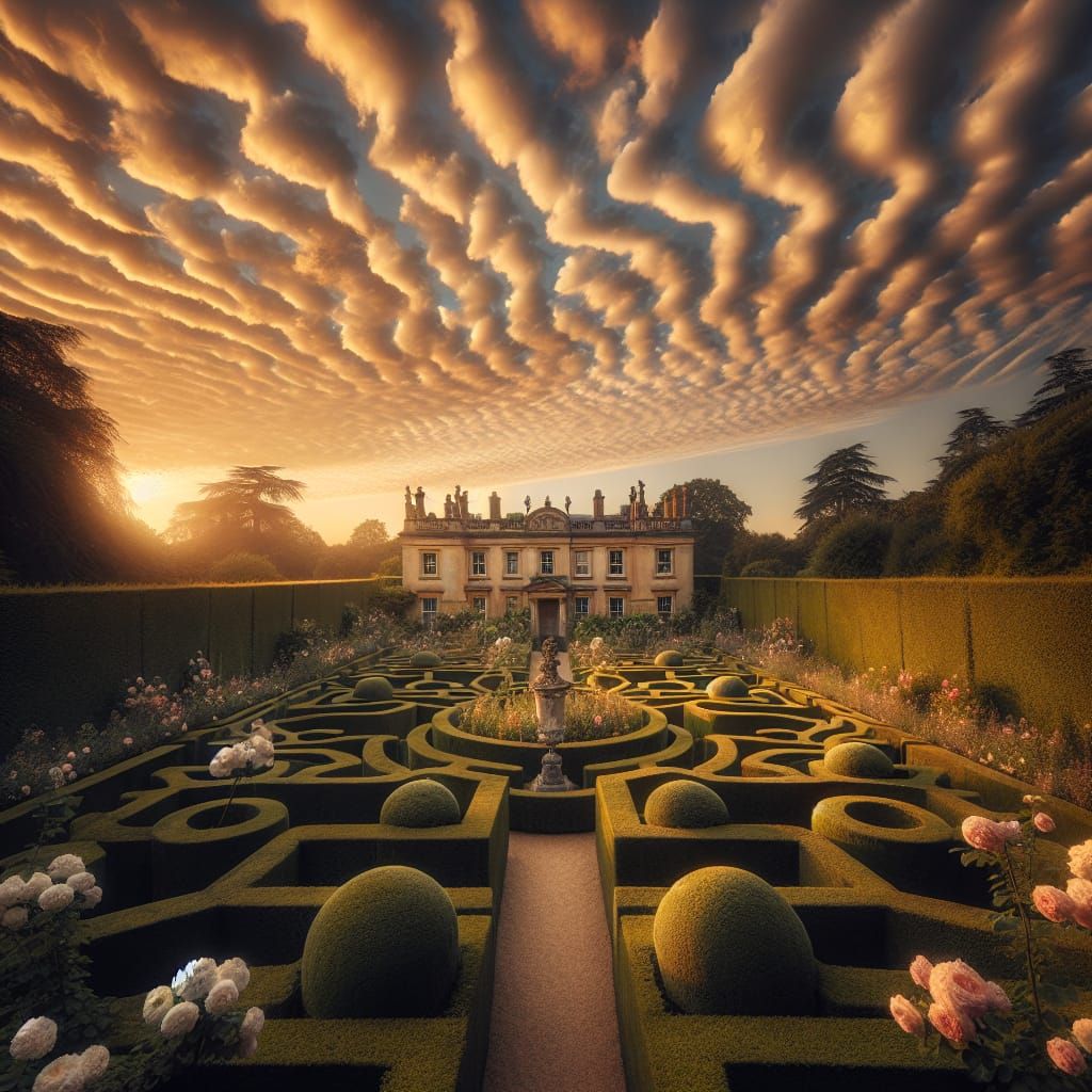 Elegant Victorian Courtyard at Golden Hour