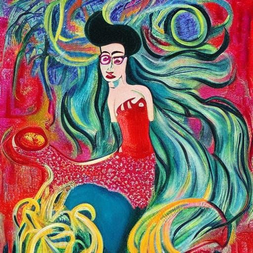 Glamorous Mermaid in Cubist Surrealist Splendor