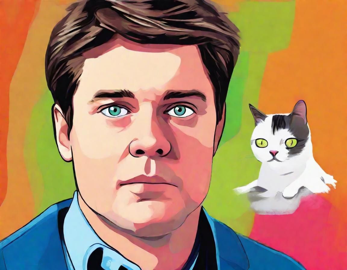 JD Vance Caricature with Unhappy Cat