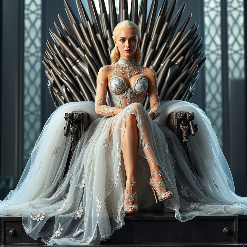 Daenerys Targaryen in Diamond Gown on Iron Throne
