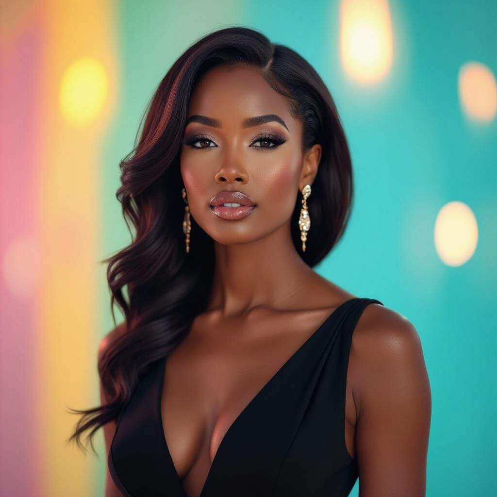 Elegant Black Woman in Cinematic Social Media Style