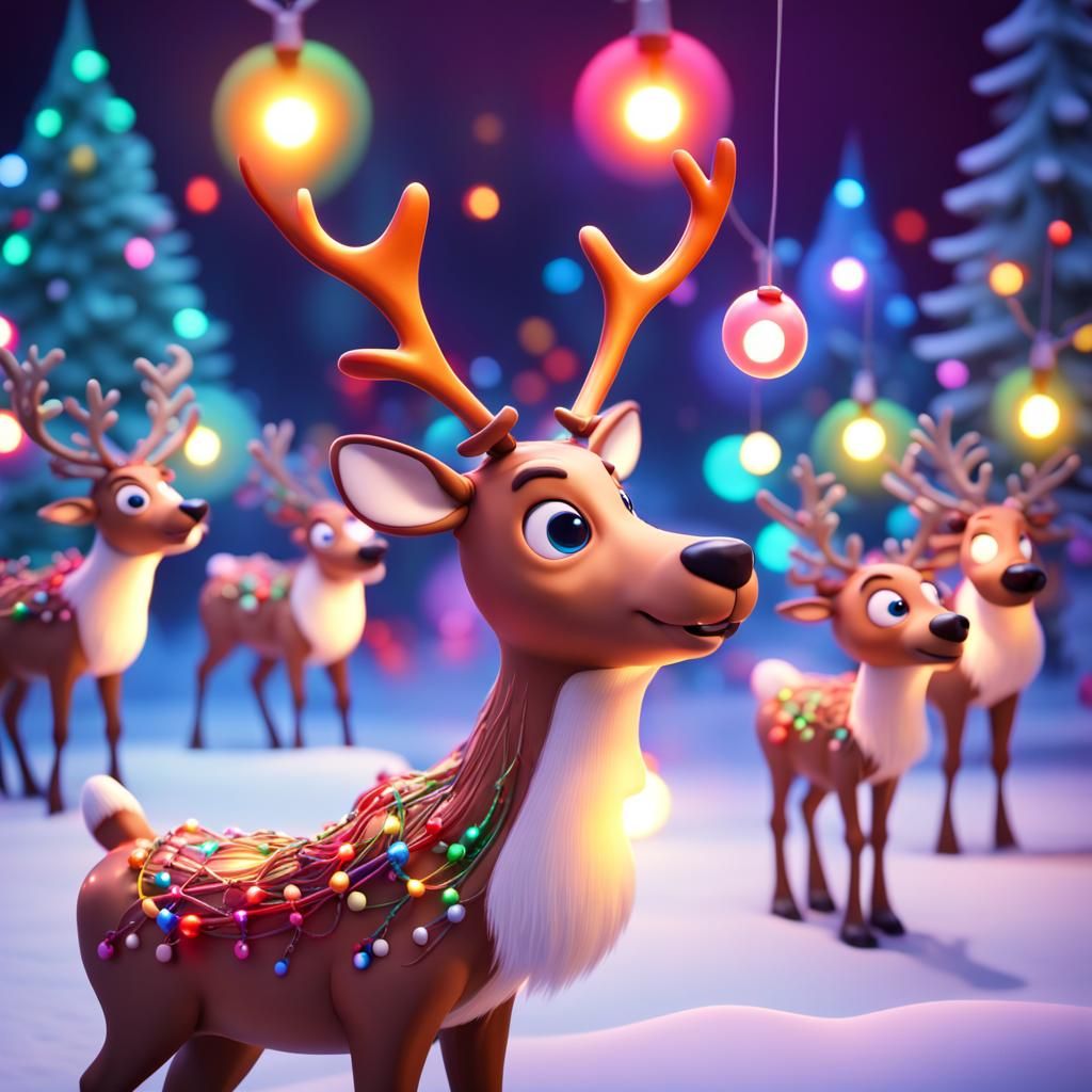 Vibrant Reindeer Unleash Whimsical Christmas Lights
