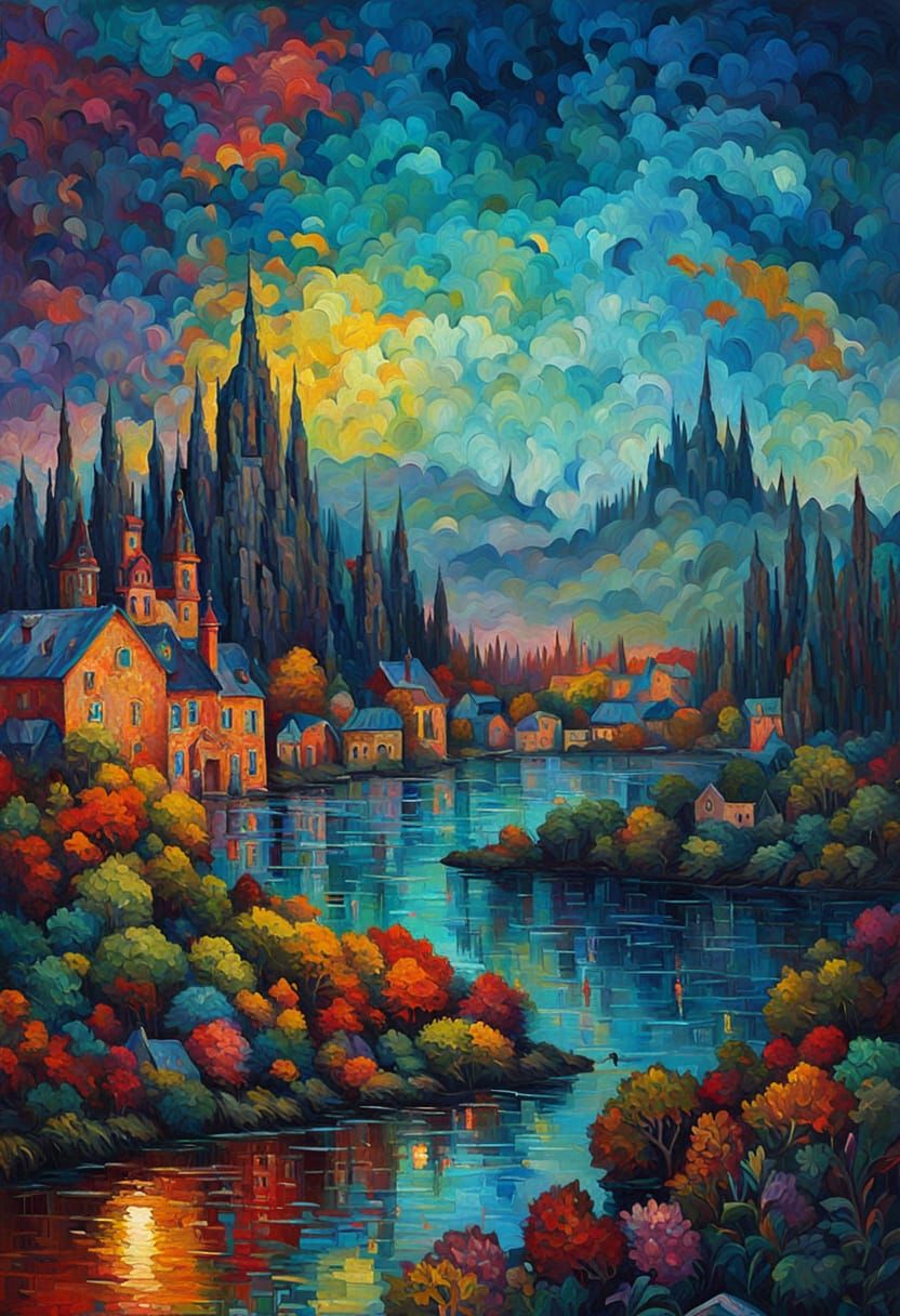 Dramatic Expressionist Painting with Thick Textured Paint