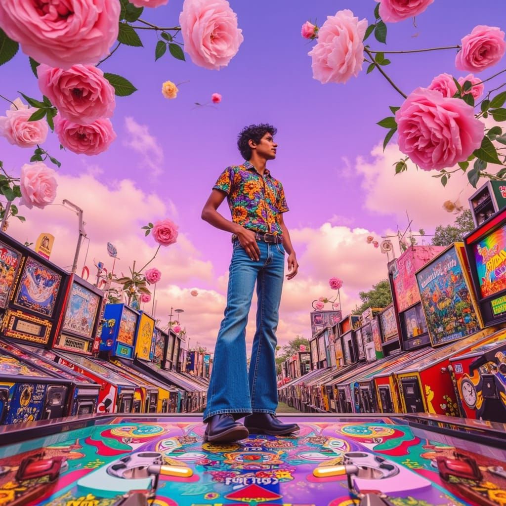 Surreal Rose Dreamscape in Psychedelic Style